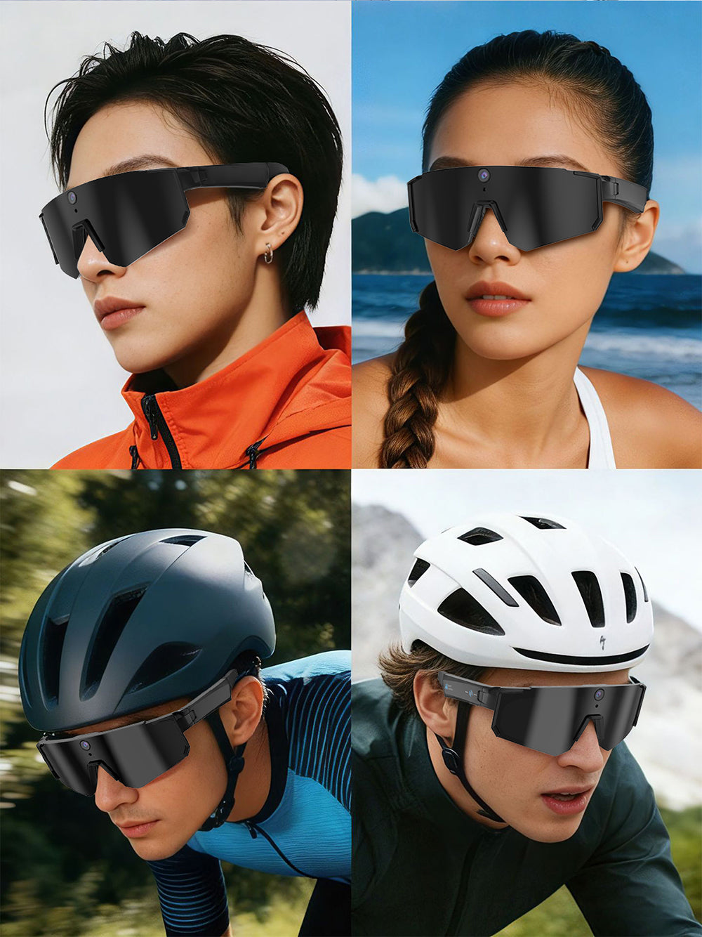 AI Sports Recording Smart Glasses | 8MP First-Person Camera EIS Anti-Shake Cycling Sunglasses with AI Voice Assistant, Bluetooth Call & Wi-Fi Transfer