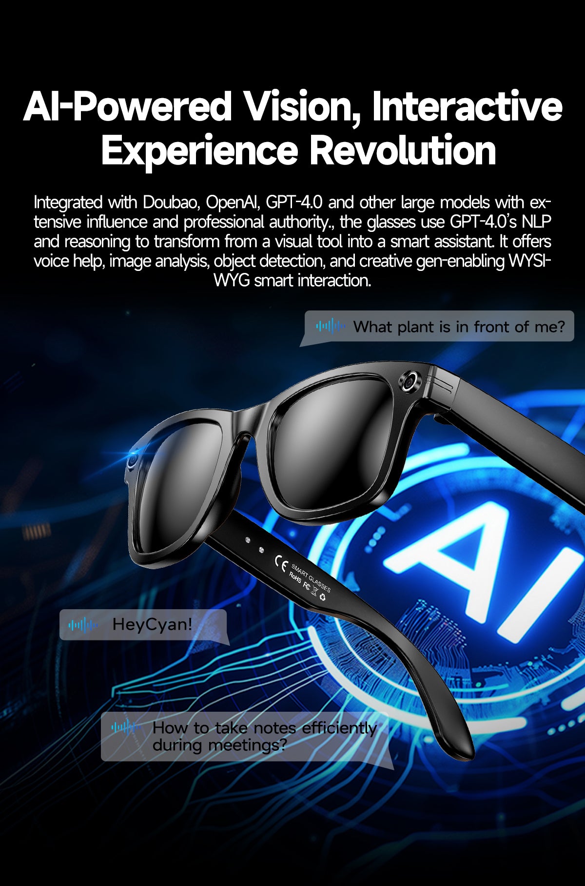 AI Camera Glasses | Shoot, Call & Play Music via Bluetooth