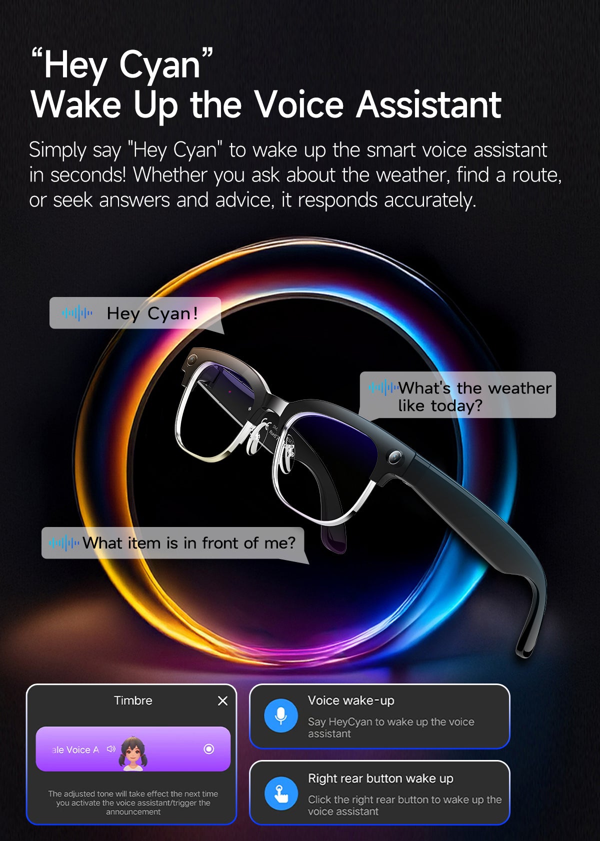 AI Smart Glasses, HD Photo & Video Recording, Bluetooth Headset for Calls & Music, Wireless Connected Eyeglasses