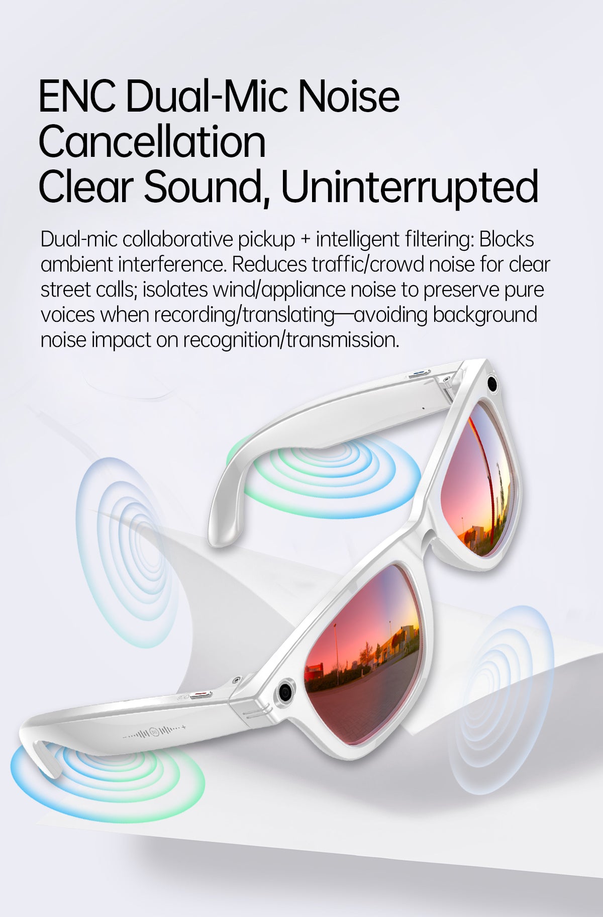 Smart AI Glasses with Camera & Audio Recorder – Hands-Free POV Video, Noise Cancelling Mic, Bluetooth Calls & Music
