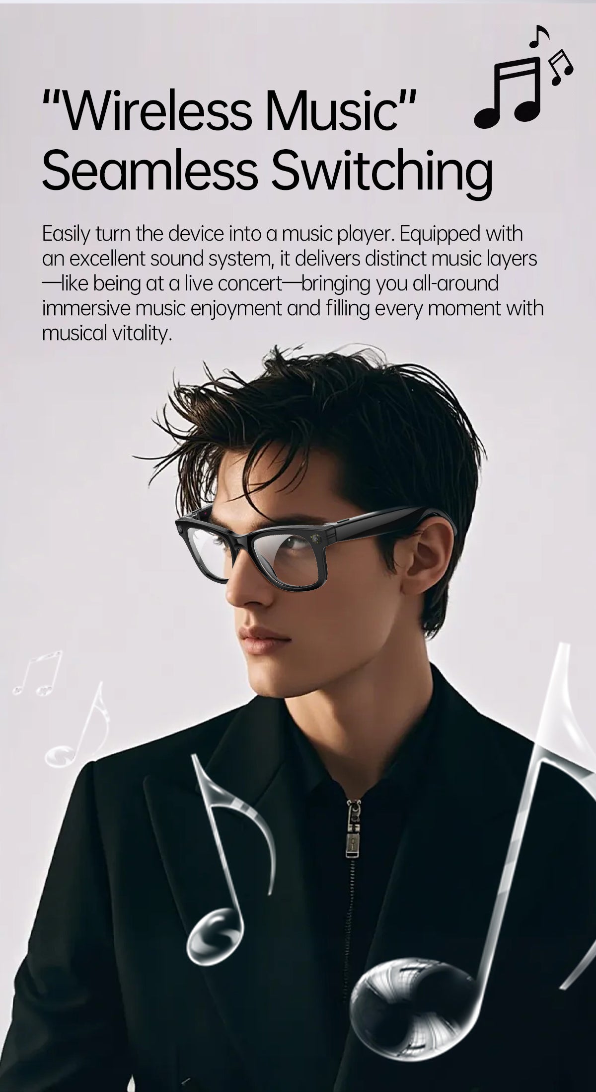 Smart AI Glasses with Camera & Audio Recorder – Hands-Free POV Video, Noise Cancelling Mic, Bluetooth Calls & Music