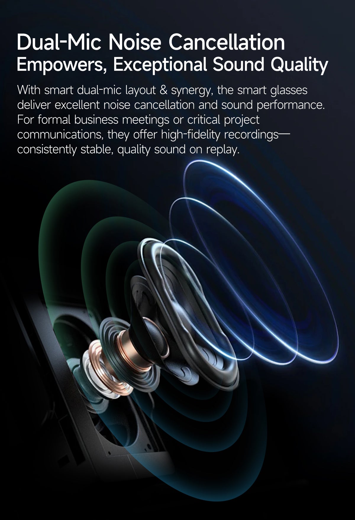 AI Smart Glasses, HD Photo & Video Recording, Bluetooth Headset for Calls & Music, Wireless Connected Eyeglasses