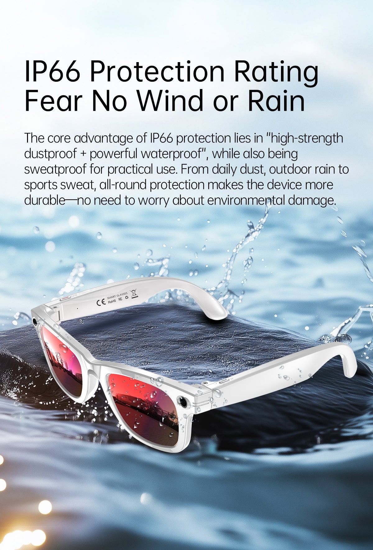 Smart AI Glasses with Camera & Audio Recorder – Hands-Free POV Video, Noise Cancelling Mic, Bluetooth Calls & Music