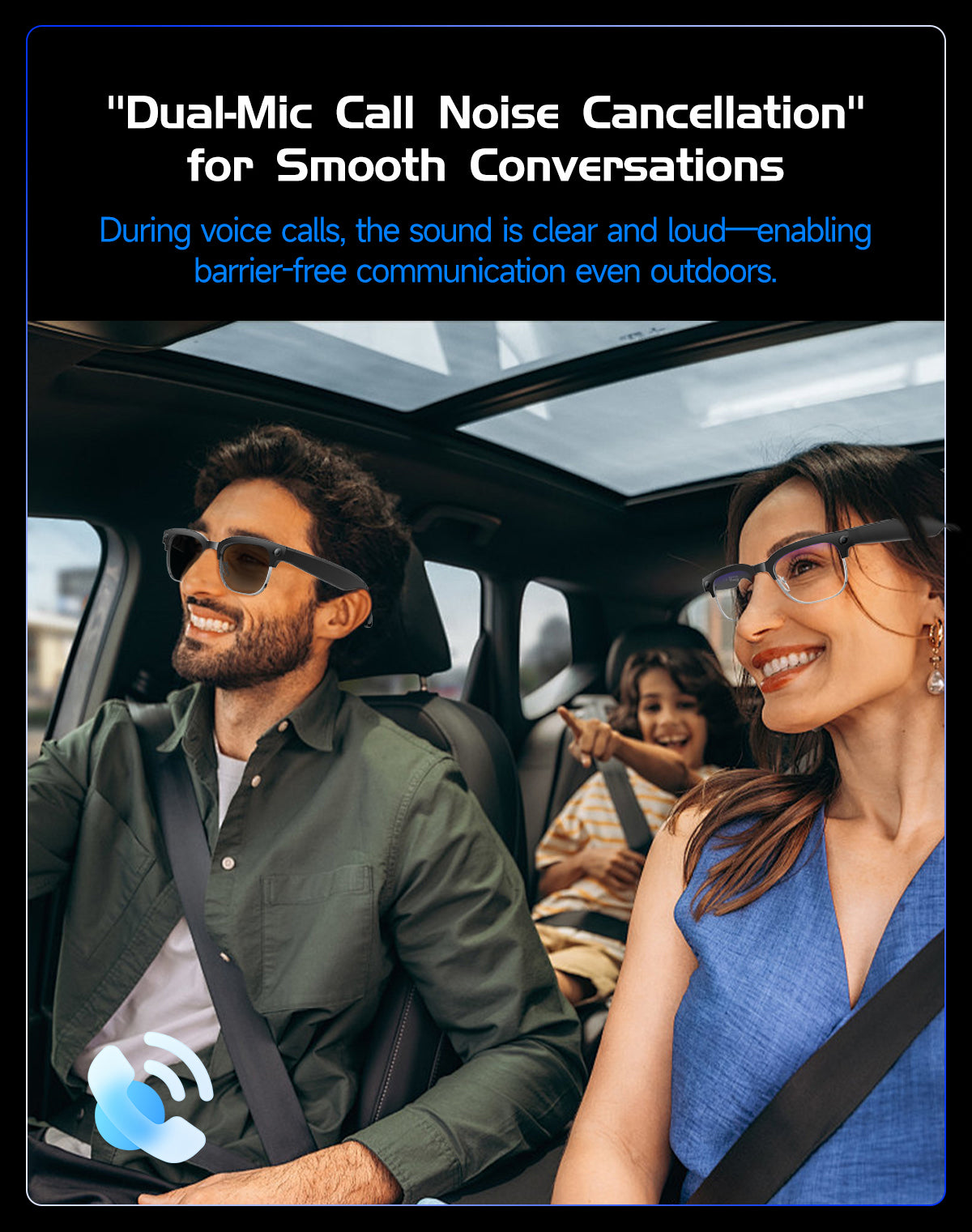 AI Smart Glasses, HD Photo & Video Recording, Bluetooth Headset for Calls & Music, Wireless Connected Eyeglasses