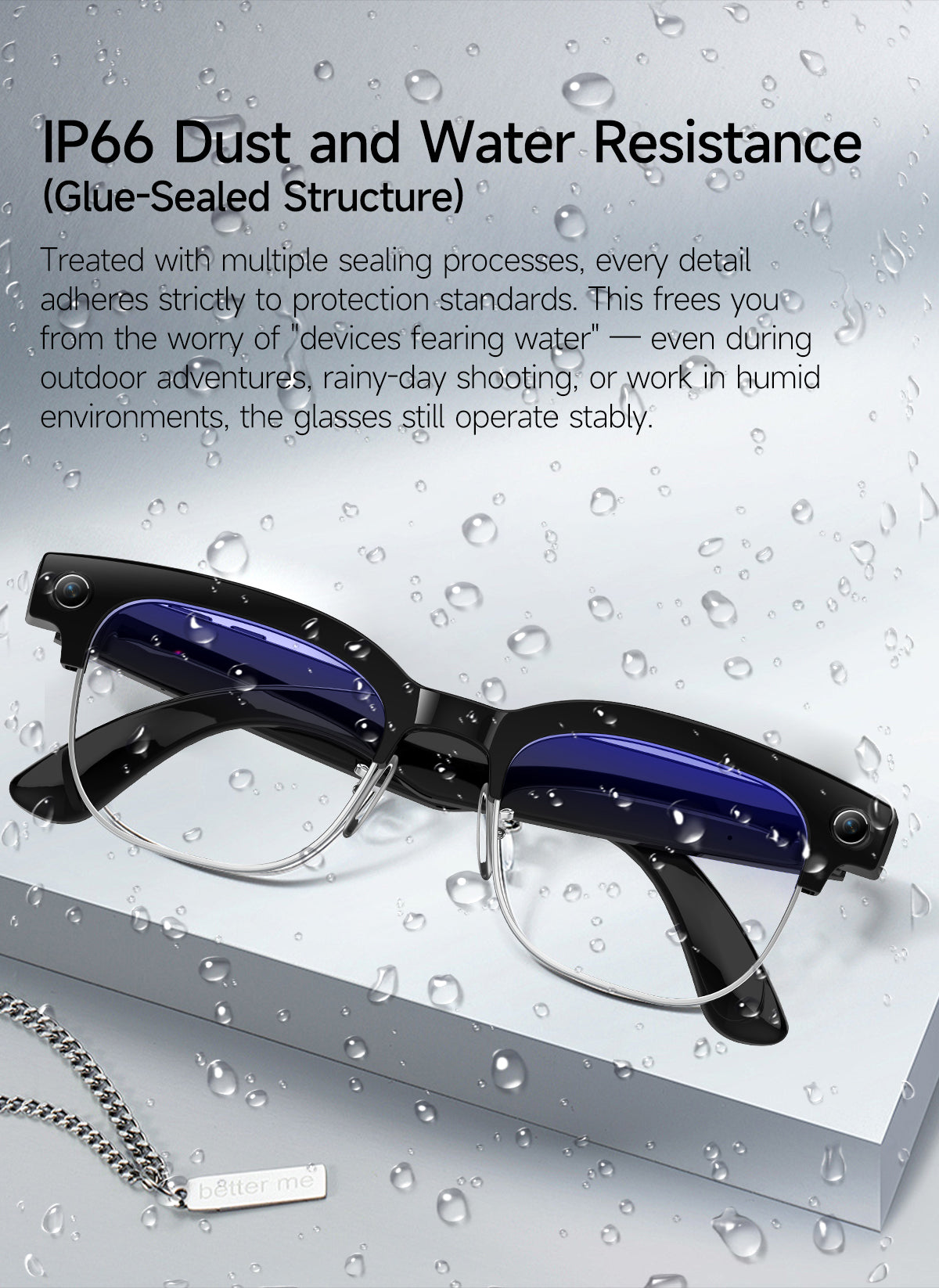 AI Smart Glasses, HD Photo & Video Recording, Bluetooth Headset for Calls & Music, Wireless Connected Eyeglasses