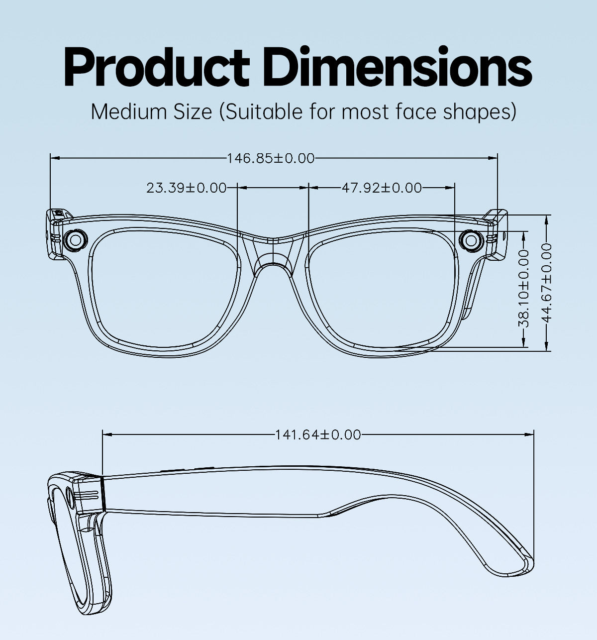 Smart AI Glasses with Camera & Audio Recorder – Hands-Free POV Video, Noise Cancelling Mic, Bluetooth Calls & Music