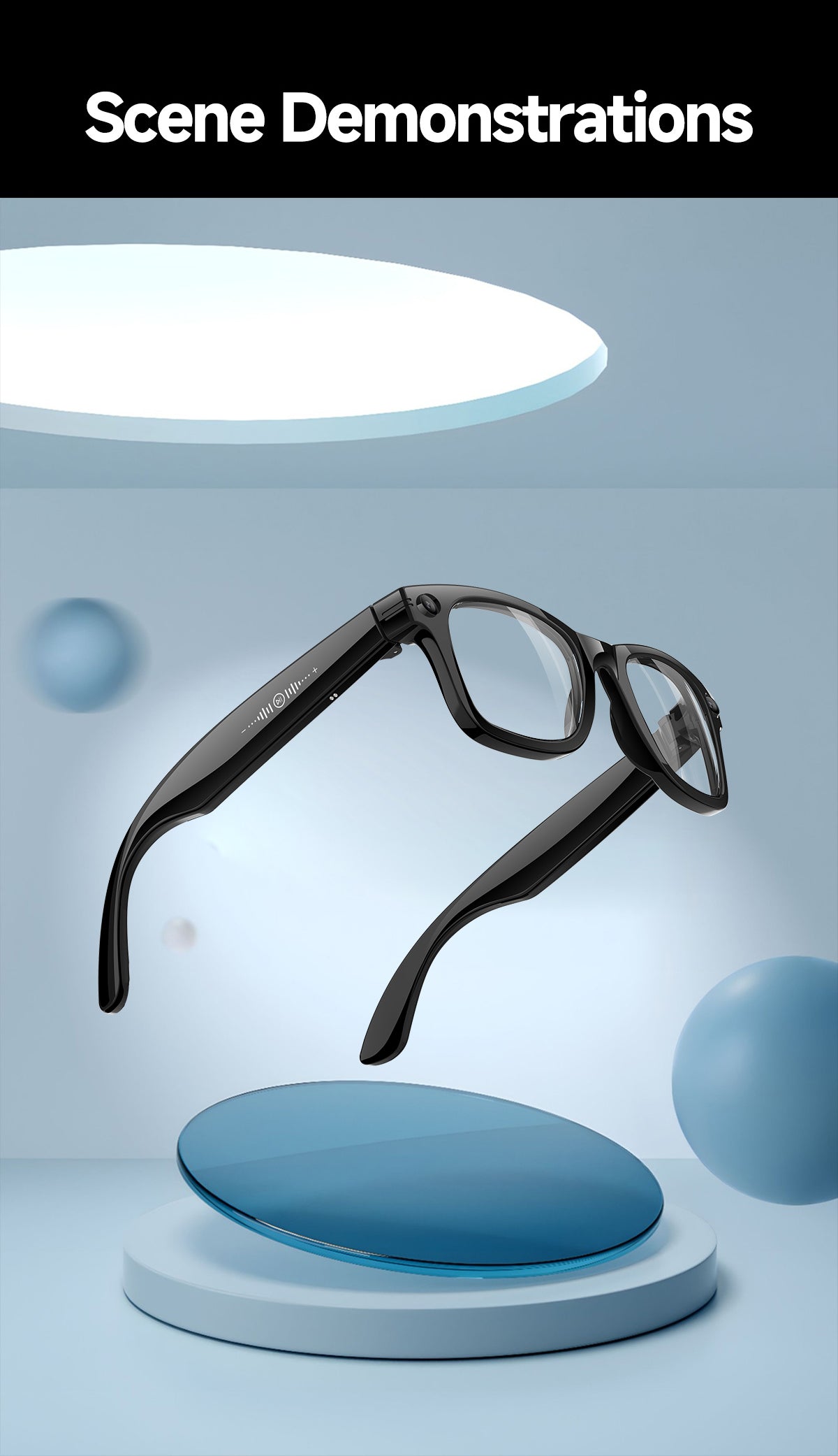 Smart AI Glasses with Camera & Audio Recorder – Hands-Free POV Video, Noise Cancelling Mic, Bluetooth Calls & Music