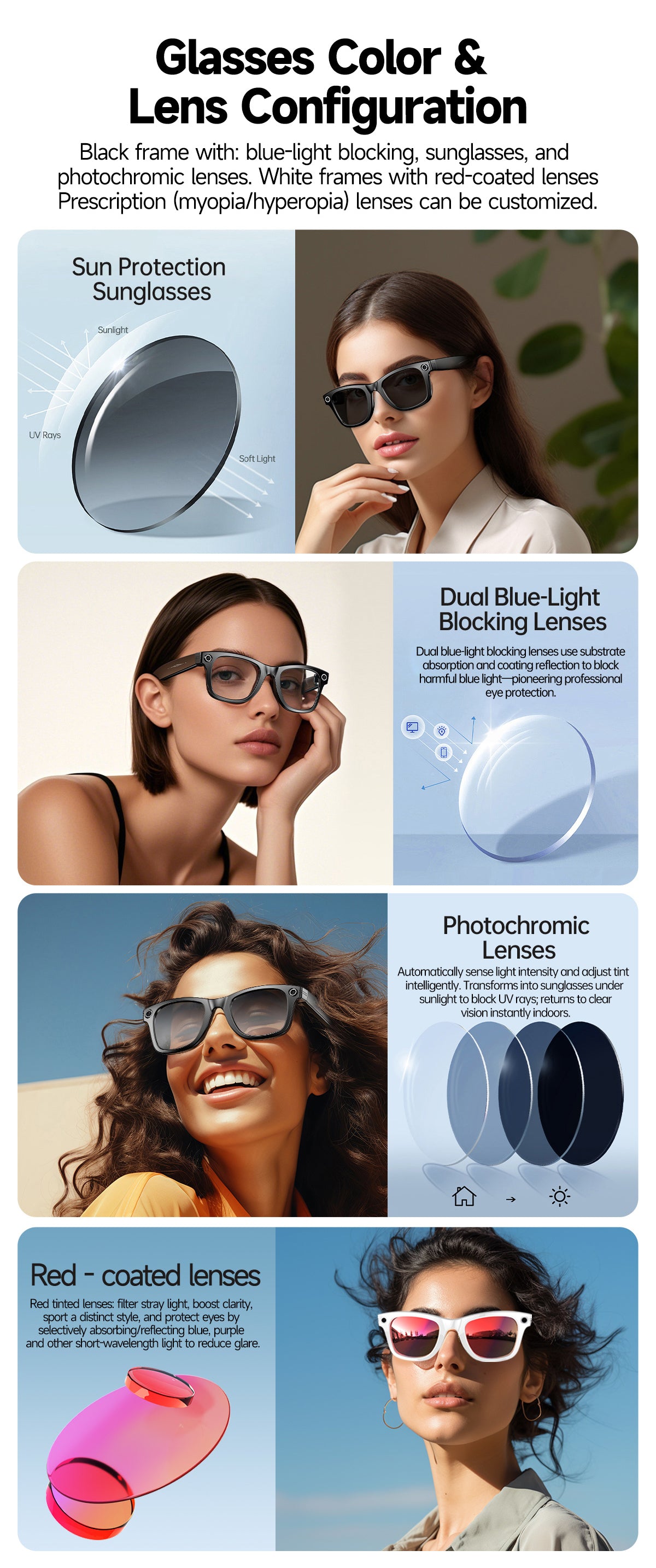 AI Camera Glasses | Shoot, Call & Play Music via Bluetooth