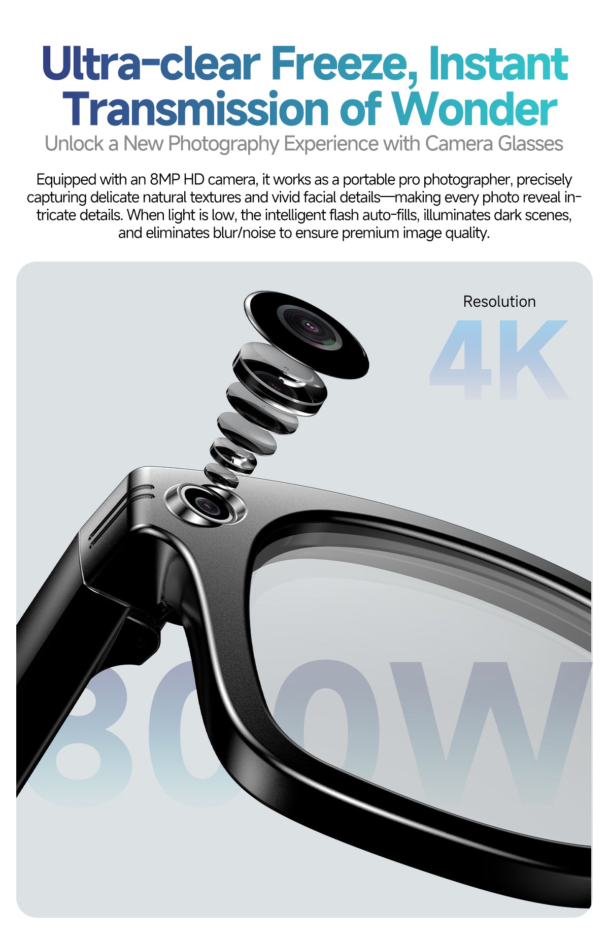 AI Camera Glasses | Shoot, Call & Play Music via Bluetooth