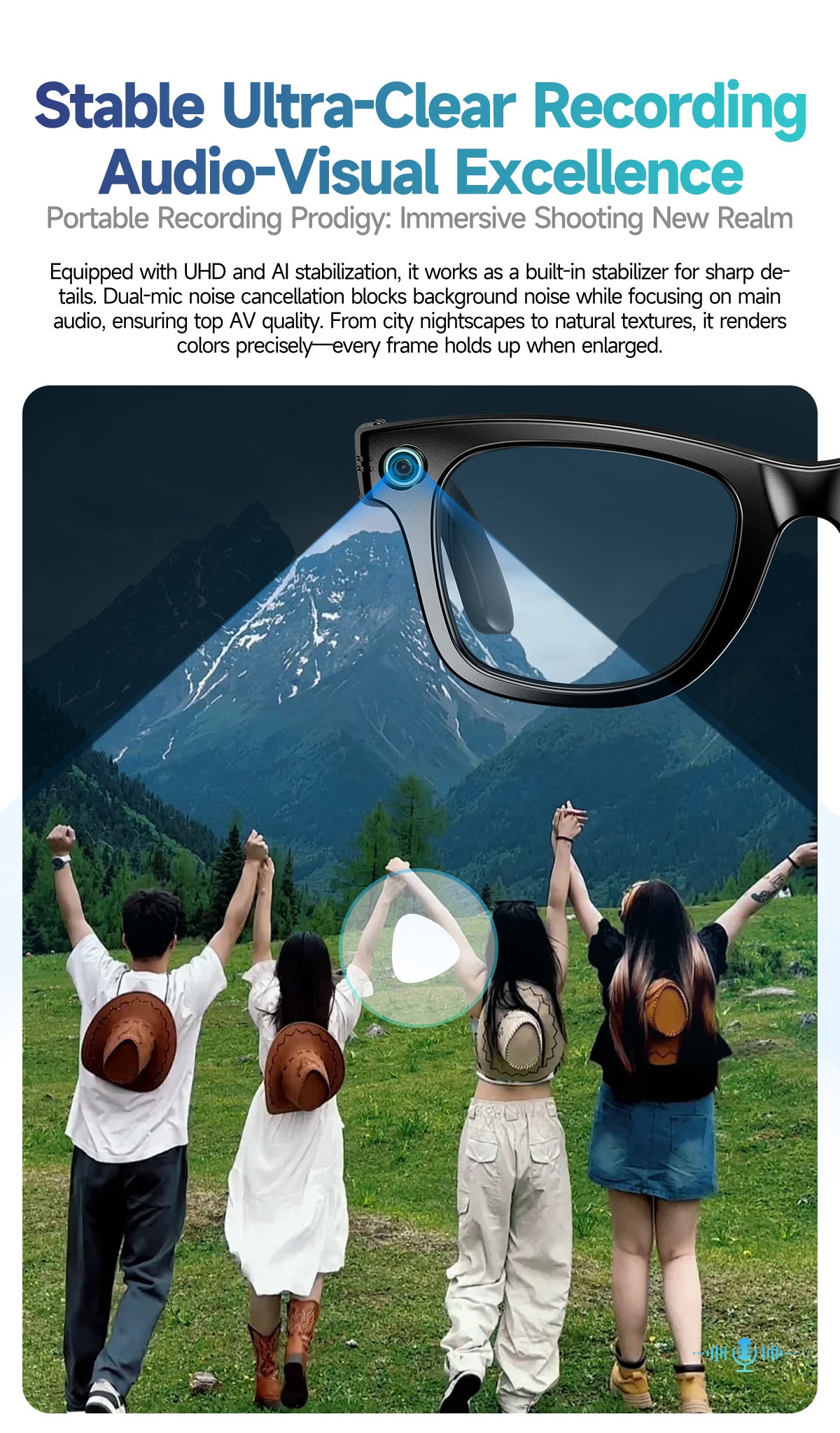 AI Camera Glasses | Shoot, Call & Play Music via Bluetooth
