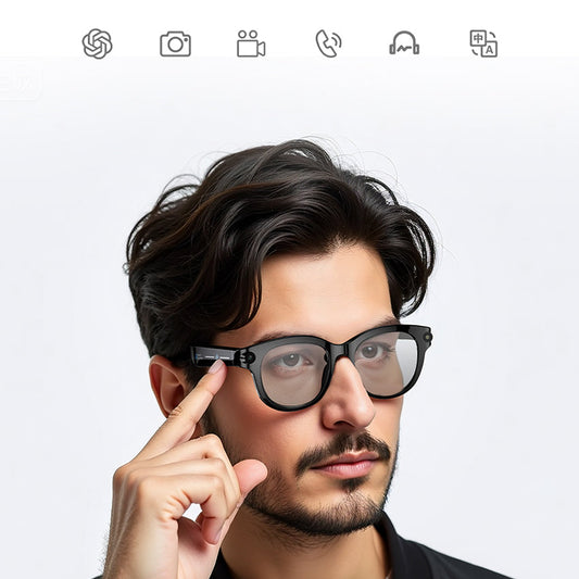 AI Audio & Video Glasses | First-Person Vlog Recording, Clear Stereo Sound, AI Transcription & All-Day Wearable