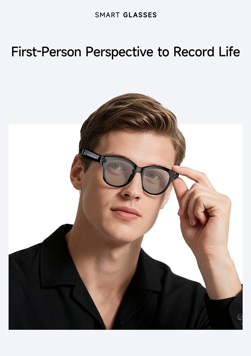 AI Audio & Video Glasses | First-Person Vlog Recording, Clear Stereo Sound, AI Transcription & All-Day Wearable