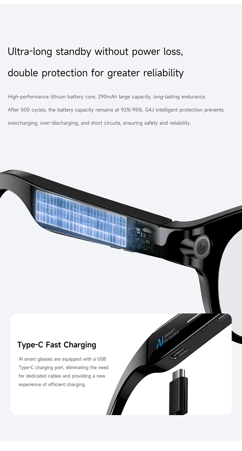 AI Audio & Video Glasses | First-Person Vlog Recording, Clear Stereo Sound, AI Transcription & All-Day Wearable