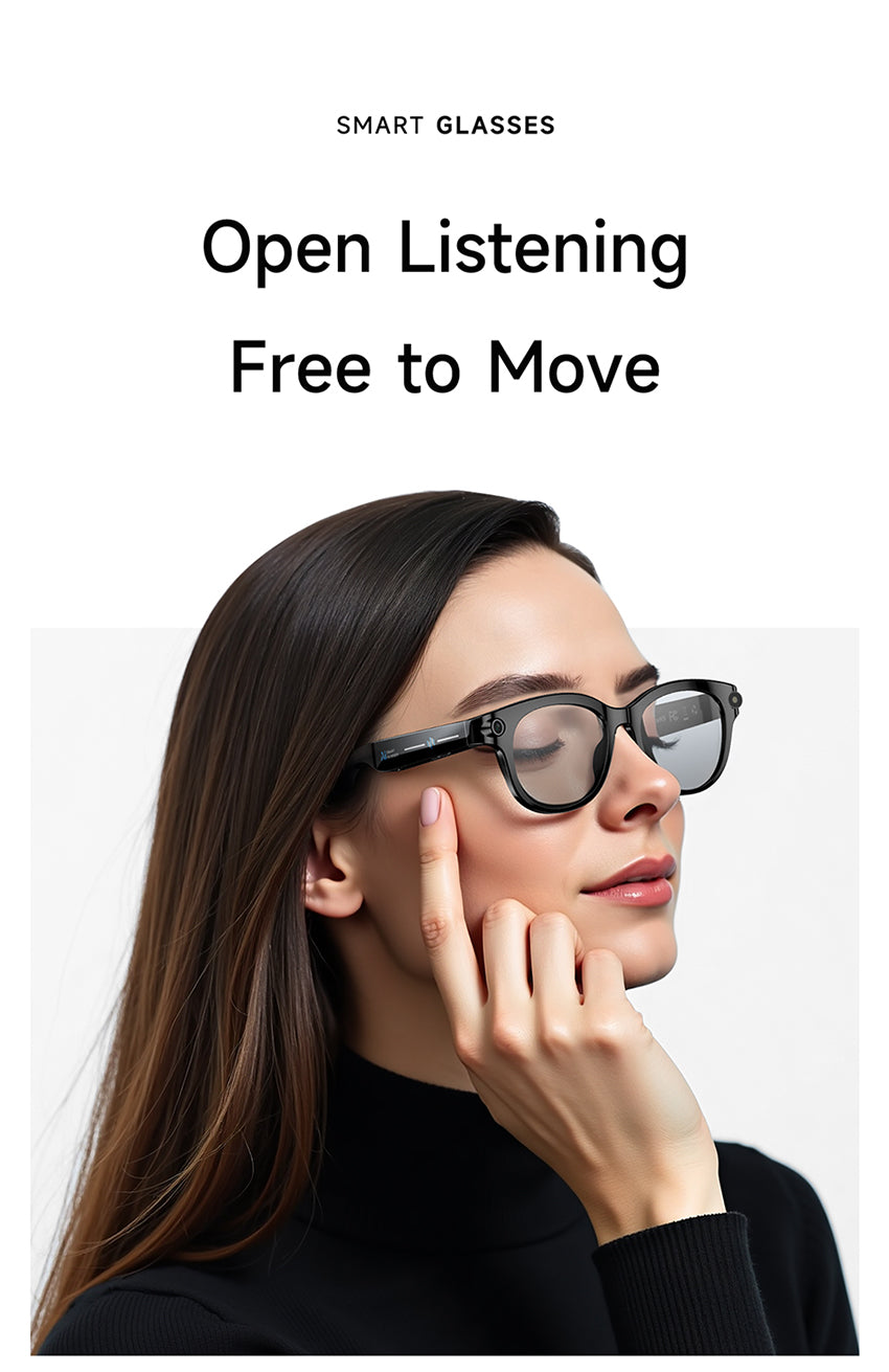 AI Audio & Video Glasses | First-Person Vlog Recording, Clear Stereo Sound, AI Transcription & All-Day Wearable