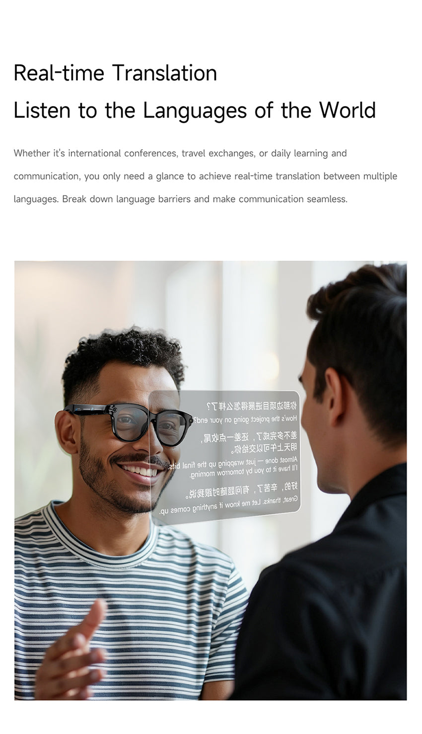 AI Audio & Video Glasses | First-Person Vlog Recording, Clear Stereo Sound, AI Transcription & All-Day Wearable