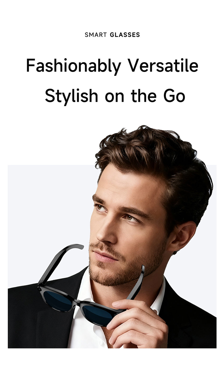 AI Audio & Video Glasses | First-Person Vlog Recording, Clear Stereo Sound, AI Transcription & All-Day Wearable