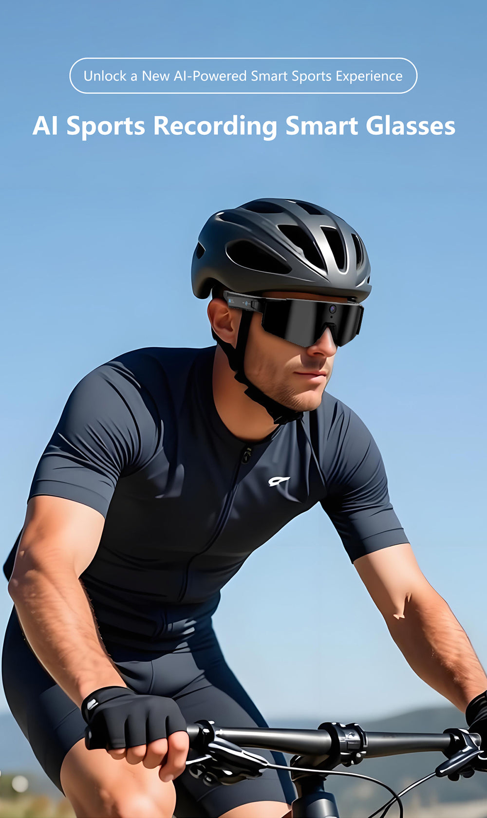 AI Sports Recording Smart Glasses | 8MP First-Person Camera EIS Anti-Shake Cycling Sunglasses with AI Voice Assistant, Bluetooth Call & Wi-Fi Transfer