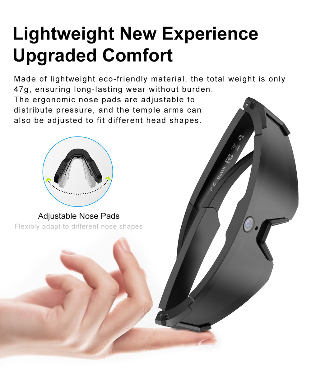 AI Sports Recording Smart Glasses | 8MP First-Person Camera EIS Anti-Shake Cycling Sunglasses with AI Voice Assistant, Bluetooth Call & Wi-Fi Transfer