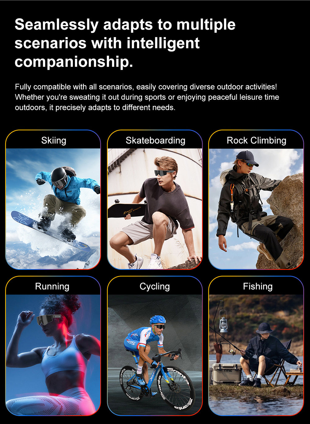AI Sports Recording Smart Glasses | 8MP First-Person Camera EIS Anti-Shake Cycling Sunglasses with AI Voice Assistant, Bluetooth Call & Wi-Fi Transfer