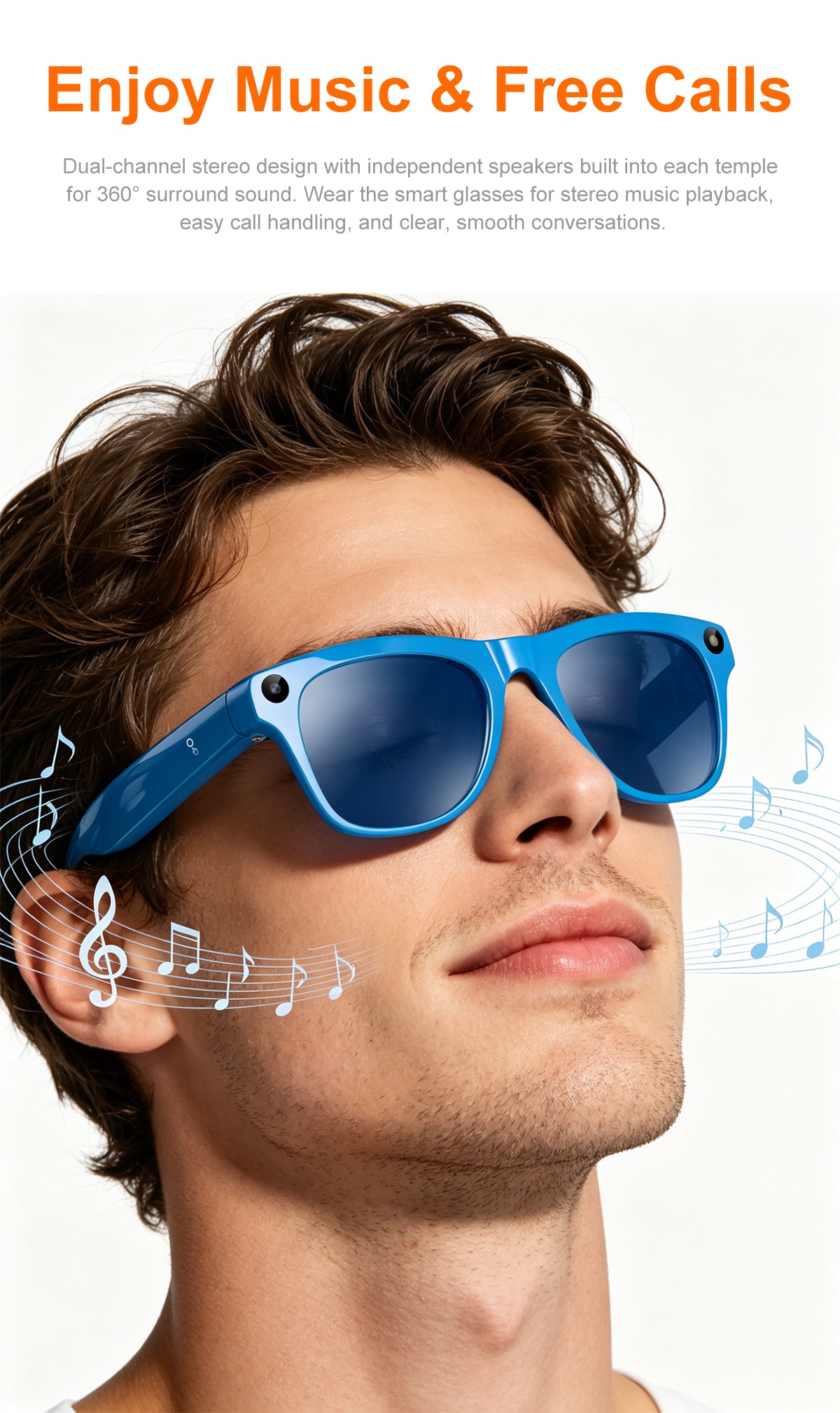 Fashion AI Smart Recording Sunglasses, 40g Ultra Light 8MP 1080P Anti-Shake Camera Glasses with Bluetooth Call, Real-Time Translation & AI Voice Assistant