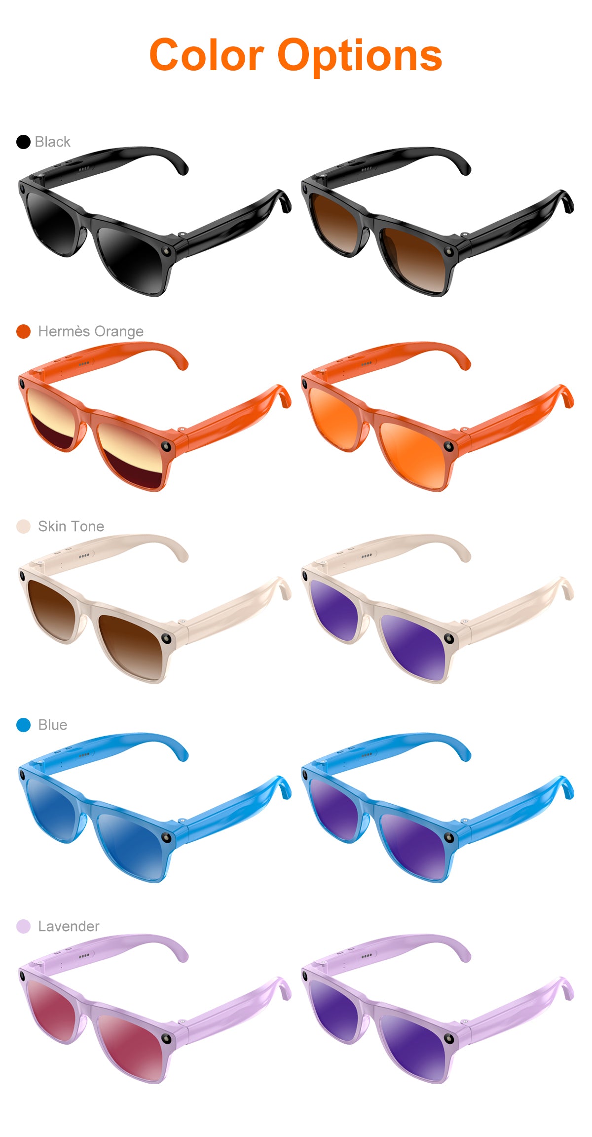 Fashion AI Smart Recording Sunglasses, 40g Ultra Light 8MP 1080P Anti-Shake Camera Glasses with Bluetooth Call, Real-Time Translation & AI Voice Assistant