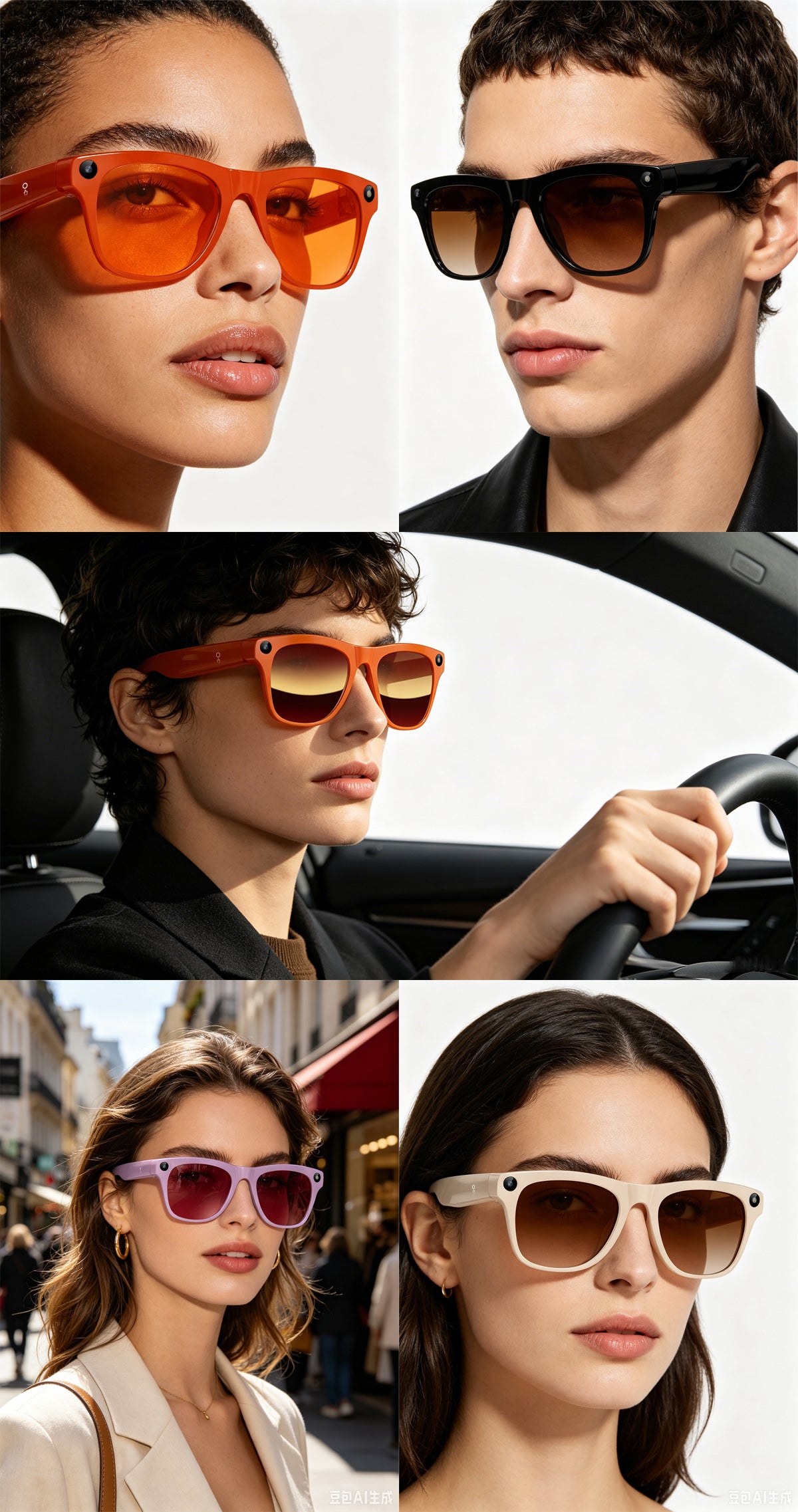 Fashion AI Smart Recording Sunglasses, 40g Ultra Light 8MP 1080P Anti-Shake Camera Glasses with Bluetooth Call, Real-Time Translation & AI Voice Assistant