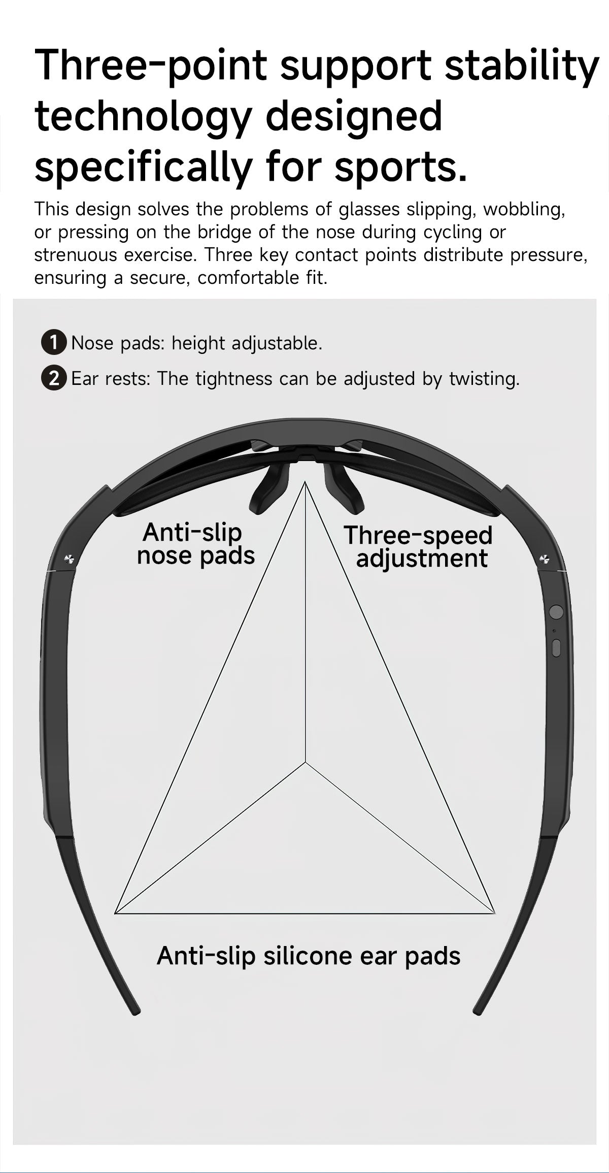 Sports Smart Glasses for Riding | Built-in Camera & AI Audio Recorder, Anti-Vibration, Open-Ear Headphones