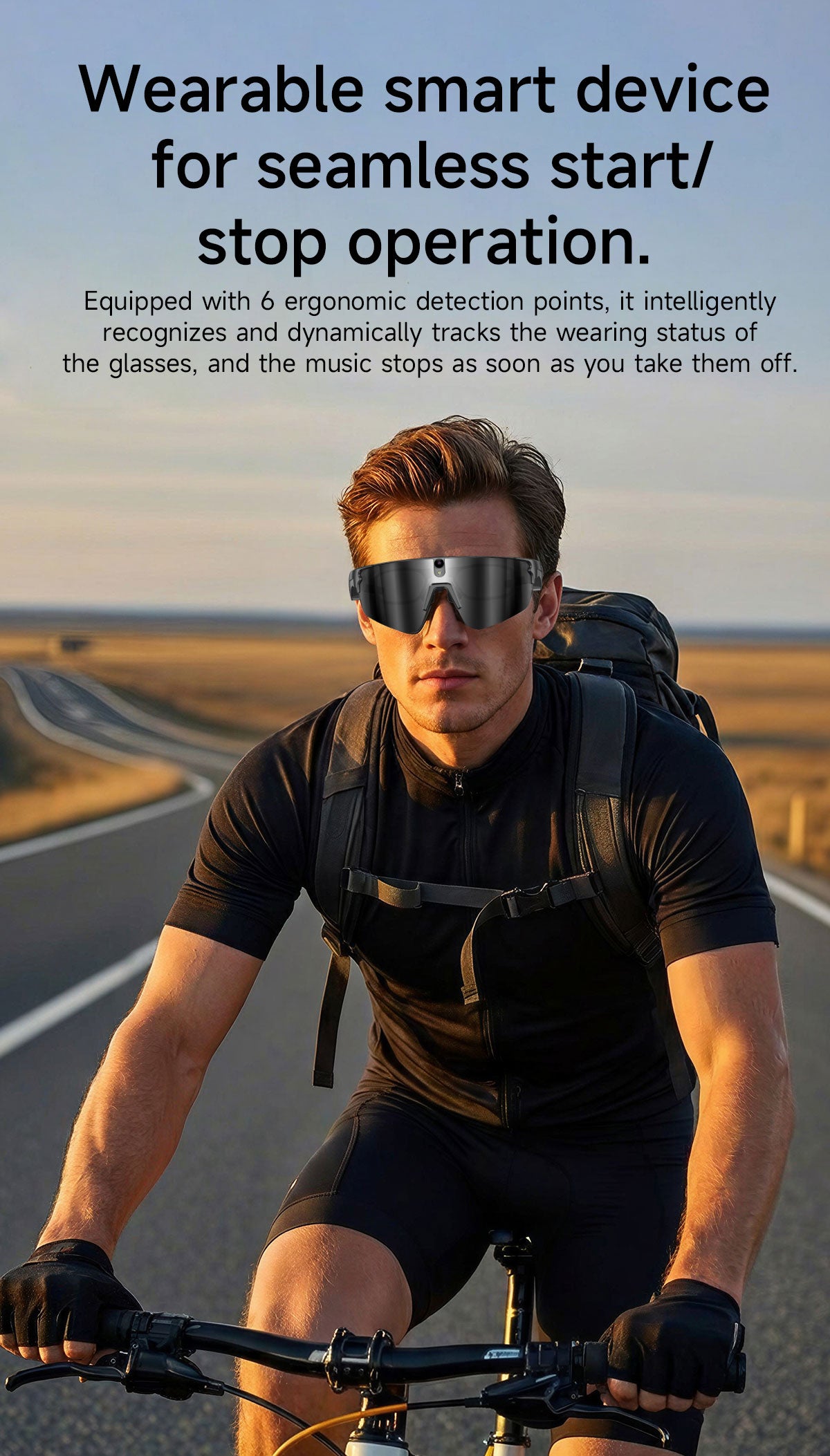 Sports Smart Glasses for Riding | Built-in Camera & AI Audio Recorder, Anti-Vibration, Open-Ear Headphones