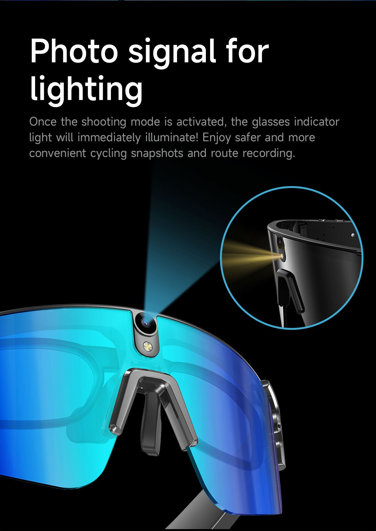 Sports Smart Glasses for Riding | Built-in Camera & AI Audio Recorder, Anti-Vibration, Open-Ear Headphones