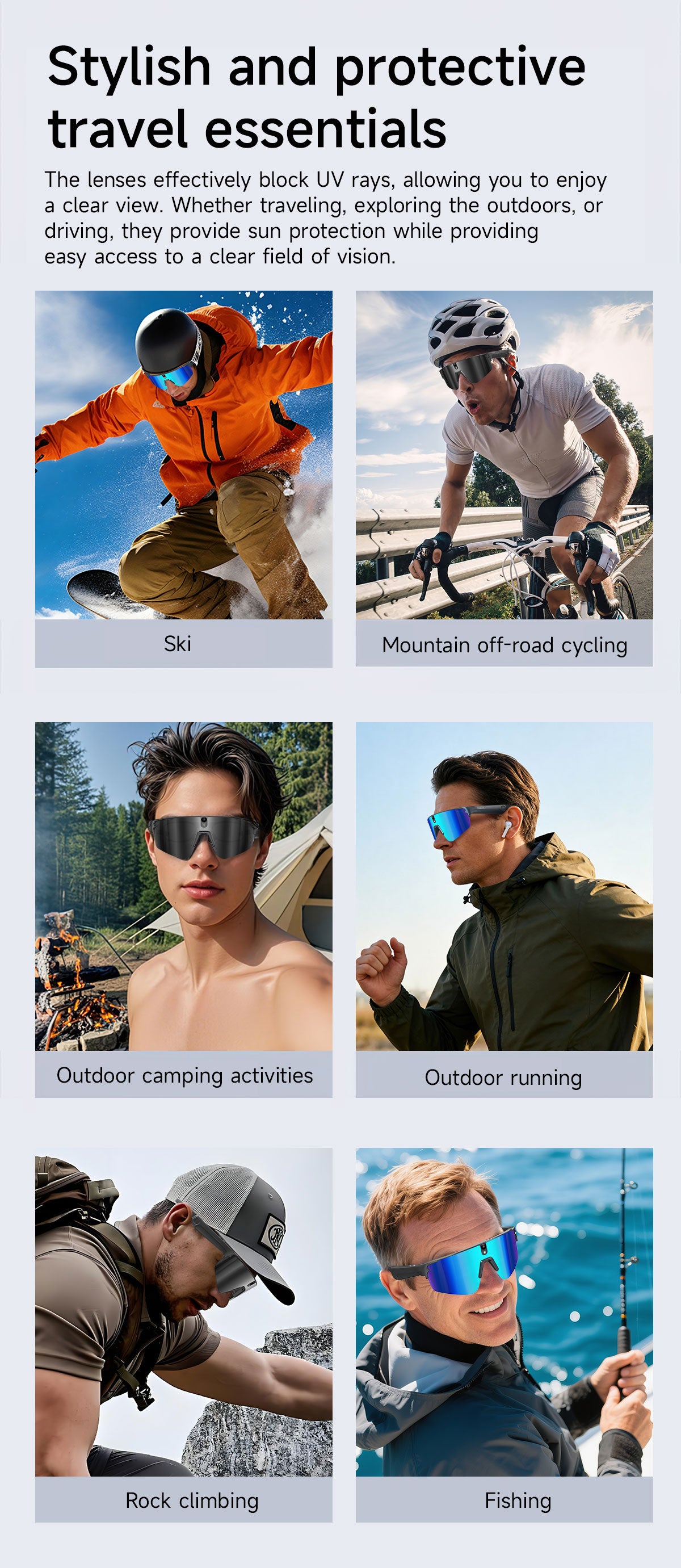 Sports Smart Glasses for Riding | Built-in Camera & AI Audio Recorder, Anti-Vibration, Open-Ear Headphones