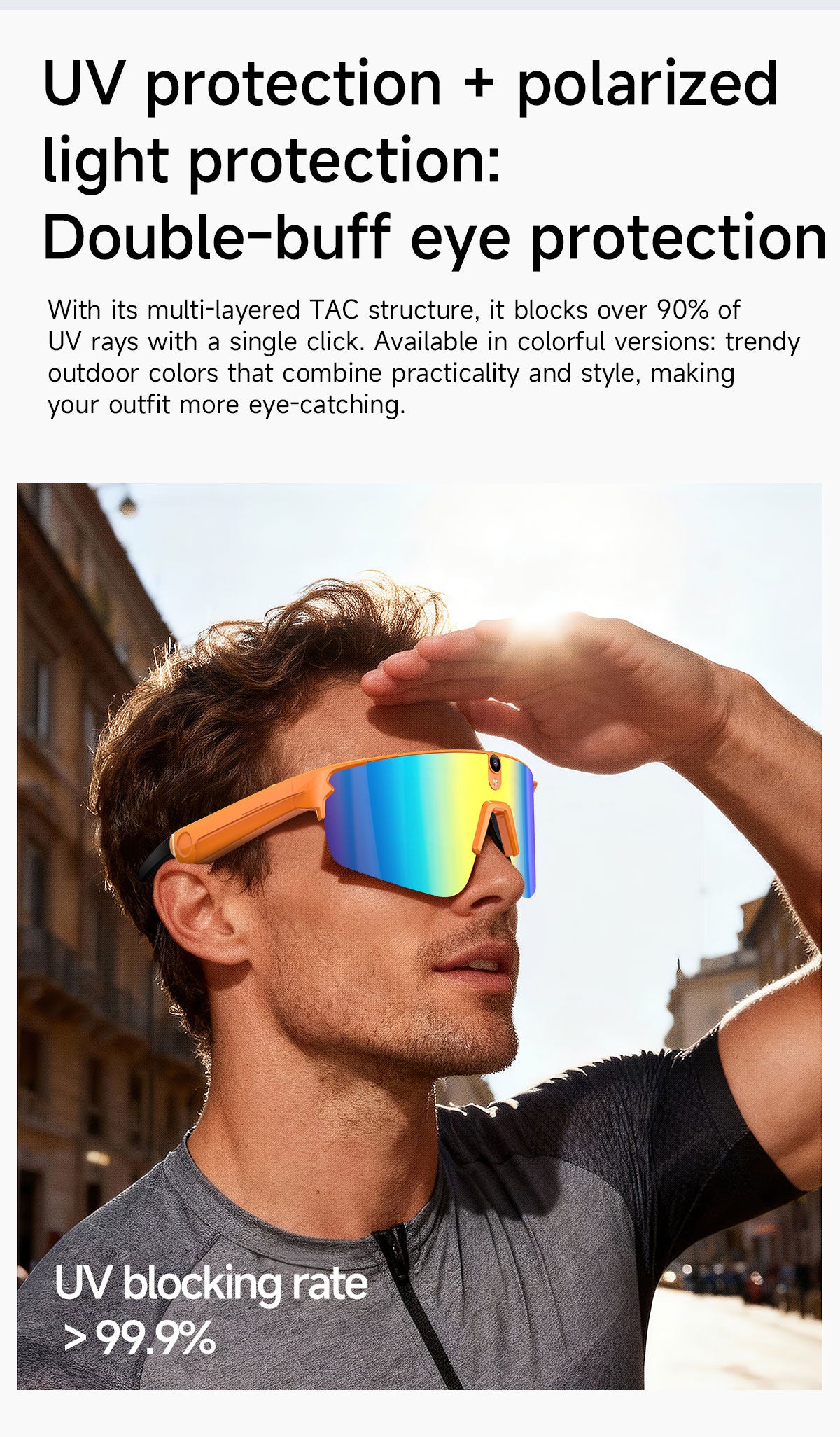 Sports Smart Glasses for Riding | Built-in Camera & AI Audio Recorder, Anti-Vibration, Open-Ear Headphones
